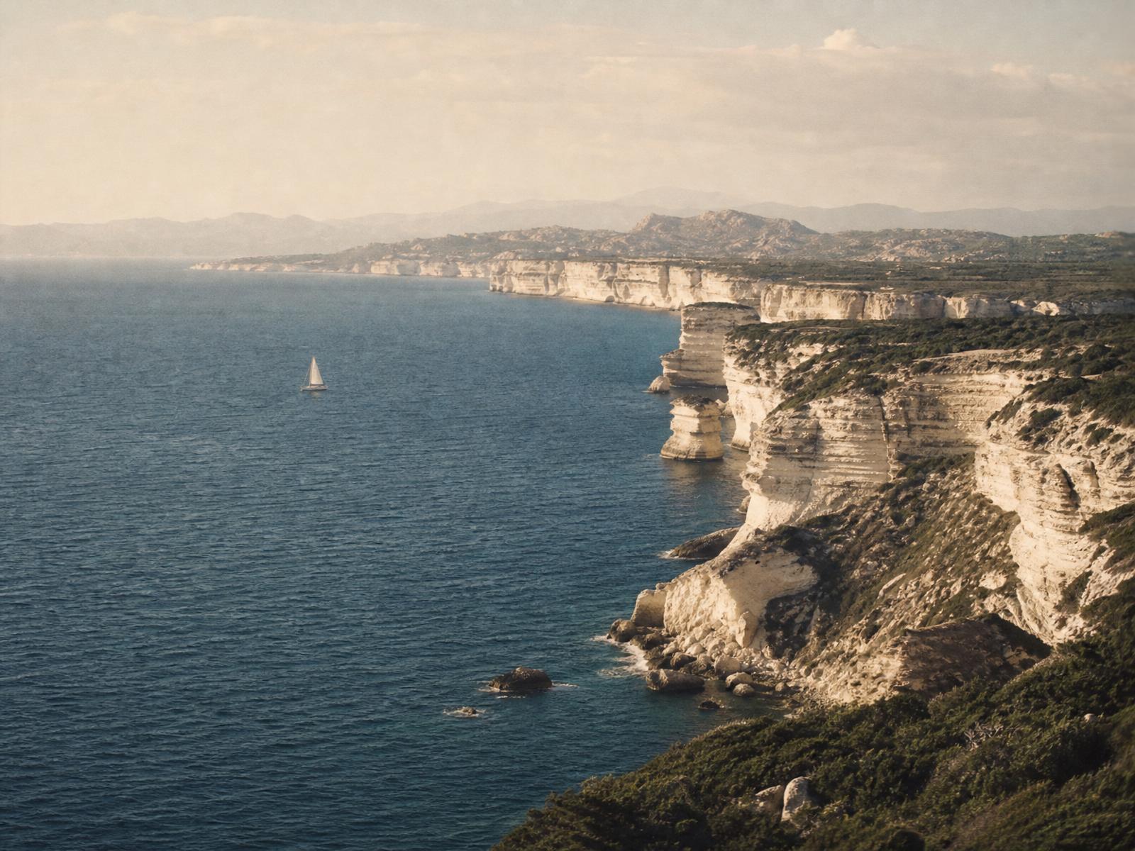 Quiet Mediterranean coastline viewed from the sea